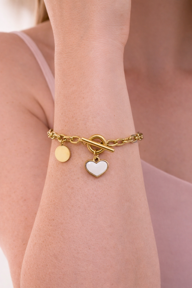 Pulseira Corrente c/ Detalhes Resina Turquesa 