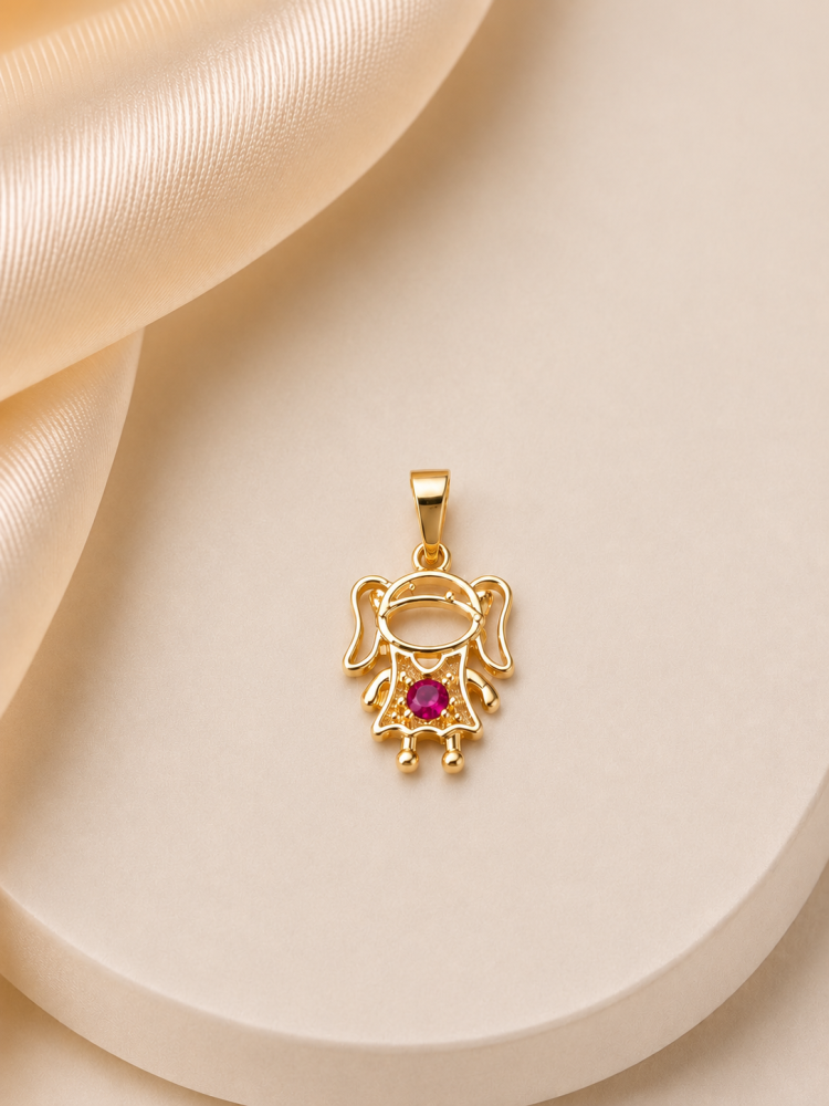 Pingente Menina com Zircônia Rosa